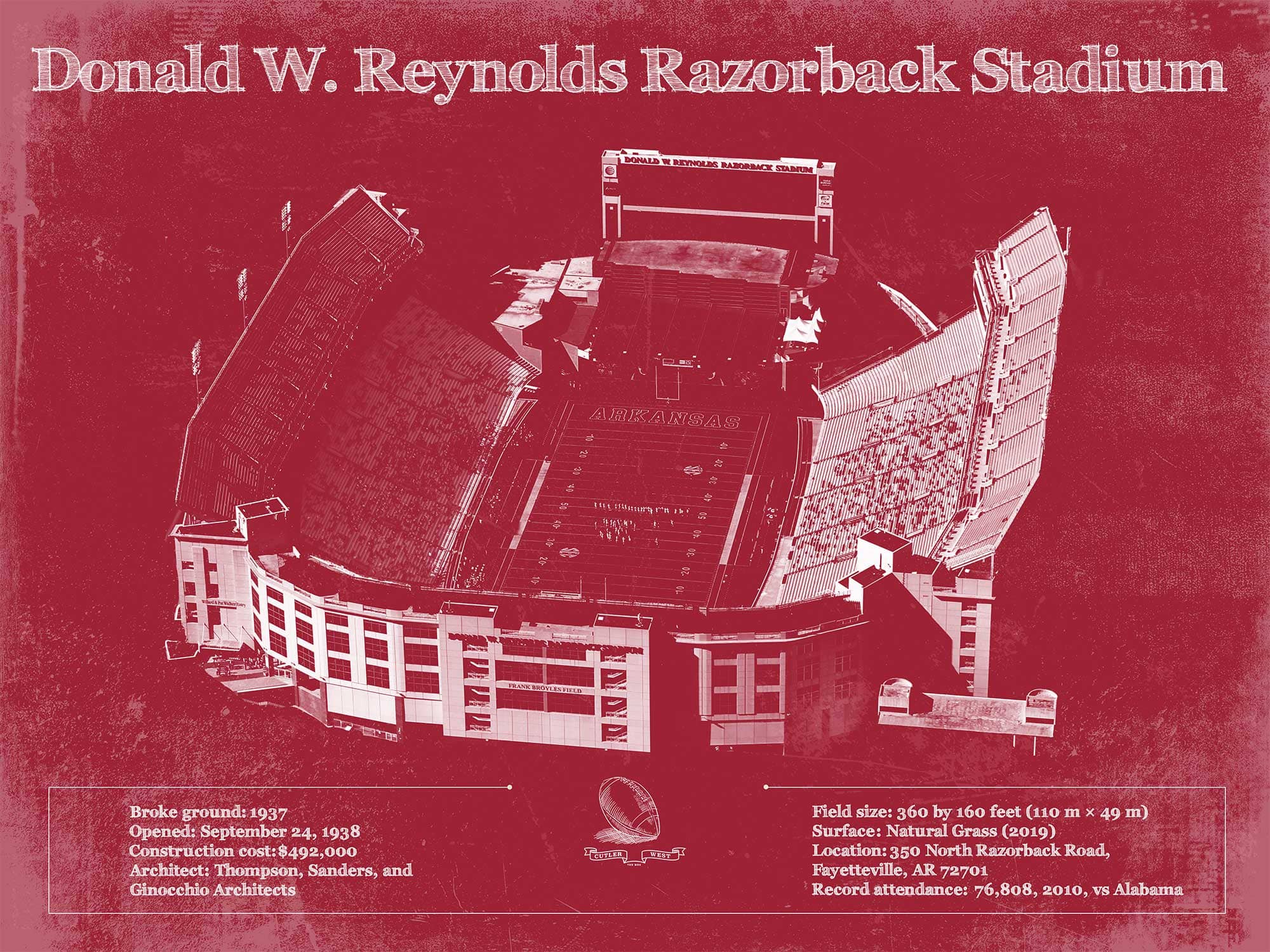 Donald W Reynolds Razorback Stadium Art Arkansas Razorbacks