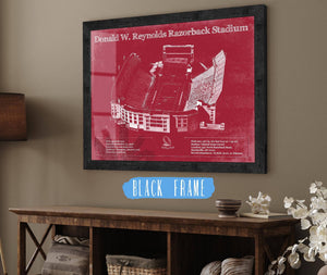 20" x 16" / Black Frame Cutler West Donald W. Reynolds Razorback Stadium Art - Arkansas Razorbacks Football Art