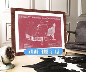 20" x 16" / Walnut Frame & Mat Cutler West Donald W. Reynolds Razorback Stadium Art - Arkansas Razorbacks Football Art