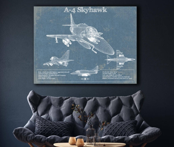 Cutler West Douglas A-4 Skyhawk Aviation Blueprint Military Print - Custom Name and Squadron Text