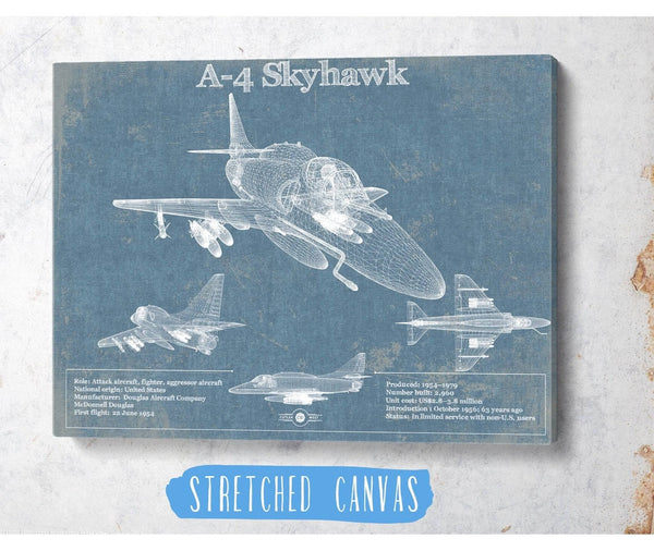 Cutler West Douglas A-4 Skyhawk Aviation Blueprint Military Print - Custom Name and Squadron Text