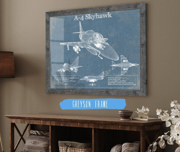 Cutler West Douglas A-4 Skyhawk Aviation Blueprint Military Print - Custom Name and Squadron Text