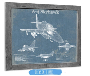 14" x 11" / Greyson Frame Cutler West Douglas A-4 Skyhawk Aviation Blueprint Military Print - Custom Name and Squadron Text