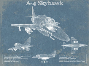 14" x 11" / Unframed Cutler West Douglas A-4 Skyhawk Aviation Blueprint Military Print - Custom Name and Squadron Text