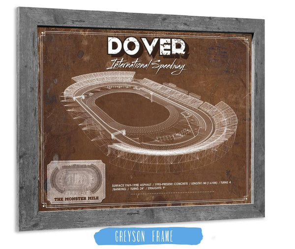 14" x 11" / Greyson Frame Cutler West Dover International Speedway NASCAR Race Track Print
