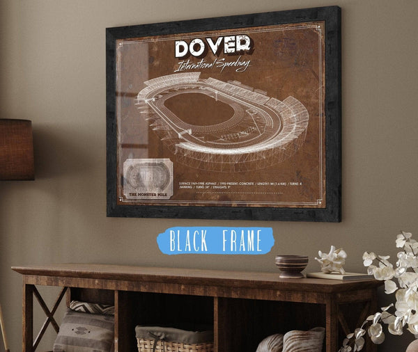 20" x 16" / Black Frame Cutler West Dover International Speedway NASCAR Race Track Print
