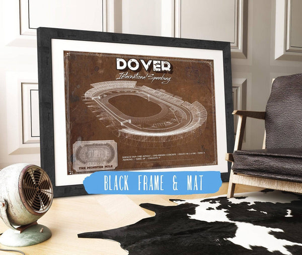 20" x 16" / Black Frame & Mat Cutler West Dover International Speedway NASCAR Race Track Print