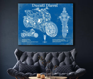 Cutler West Ducati Diavel Blueprint Motorcycle Patent Print