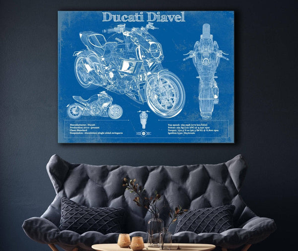 Cutler West Ducati Diavel Blueprint Motorcycle Patent Print