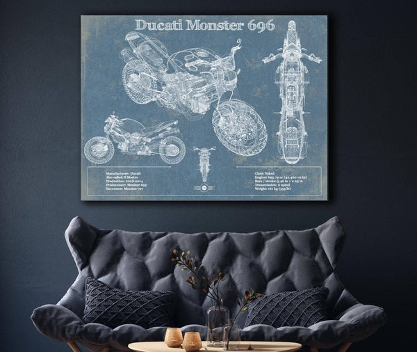 Cutler West Ducati Monster 696 Blueprint Motorcycle Patent Print