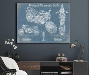 Cutler West Ducati Monster 696 Blueprint Motorcycle Patent Print