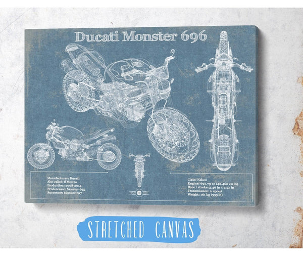Cutler West Ducati Monster 696 Blueprint Motorcycle Patent Print