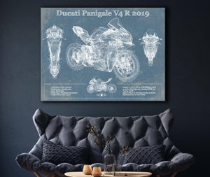 Cutler West Ducati Panigale V4 R 2019 Vintage Blueprint Motorcycle Patent Print