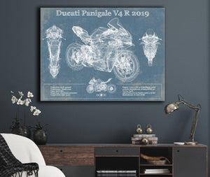 Cutler West Ducati Panigale V4 R 2019 Vintage Blueprint Motorcycle Patent Print