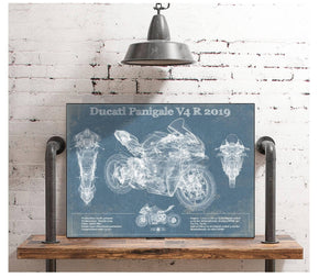 Cutler West Ducati Panigale V4 R 2019 Vintage Blueprint Motorcycle Patent Print