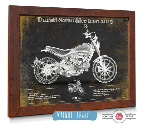 Cutler West Ducati Scrambler Icon 2015 Vintage Blueprint Motorcycle Patent Print