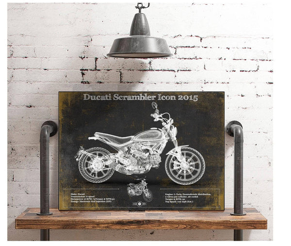 Cutler West Ducati Scrambler Icon 2015 Vintage Blueprint Motorcycle Patent Print