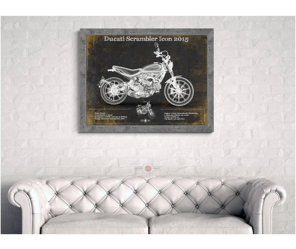 Cutler West Ducati Scrambler Icon 2015 Vintage Blueprint Motorcycle Patent Print