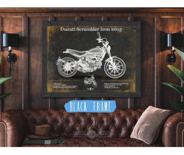 Cutler West Ducati Scrambler Icon 2015 Vintage Blueprint Motorcycle Patent Print