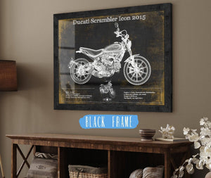 20" x 16" / Black Frame Cutler West Ducati Scrambler Icon 2015 Vintage Blueprint Motorcycle Patent Print
