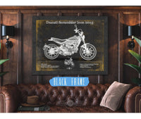 Cutler West Best Selling Collection Ducati Scrambler Icon 2015 Vintage Blueprint Motorcycle Patent Print