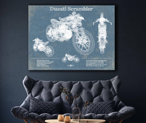 Cutler West Ducati Scrambler Vintage Blueprint Motorcycle Patent Print