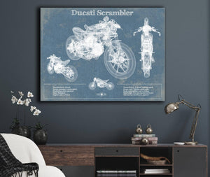 Cutler West Ducati Scrambler Vintage Blueprint Motorcycle Patent Print
