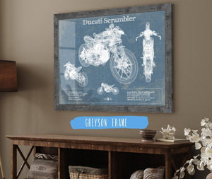 14" x 11" / Greyson Frame Cutler West Ducati Scrambler Vintage Blueprint Motorcycle Patent Print