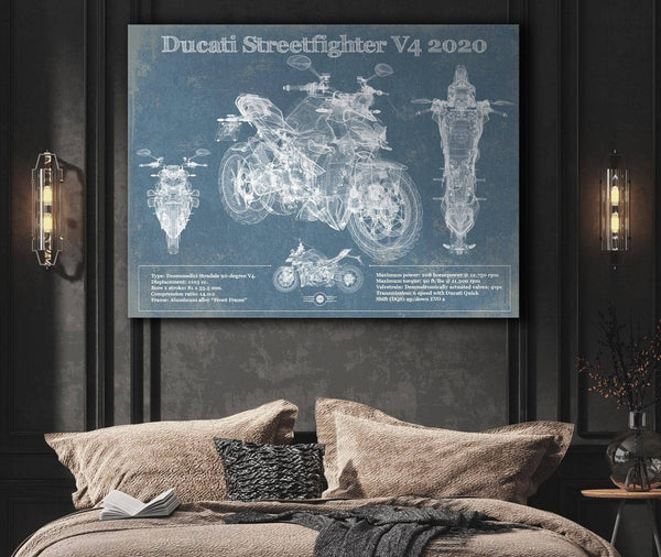 Cutler West Ducati Streetfighter V4 2020 Blueprint Motorcycle Patent Print