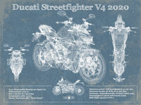 Cutler West 14" x 11" / Unframed Ducati Streetfighter V4 2020 Blueprint Motorcycle Patent Print 845000240_61145