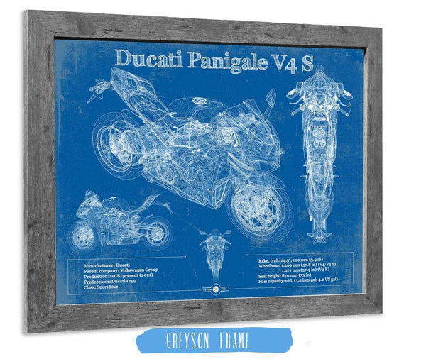 Cutler West Ducati Streetfighter V4 S 2020 Blueprint Motorcycle Patent Print