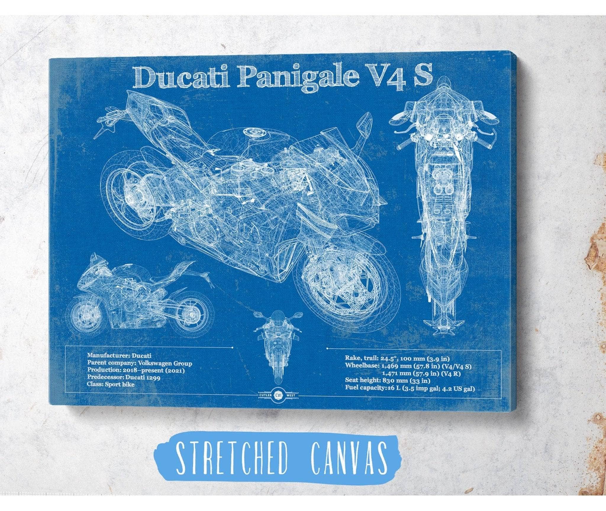 Ducati Streetfighter V4 S 2020 Blueprint Motorcycle Patent Art by