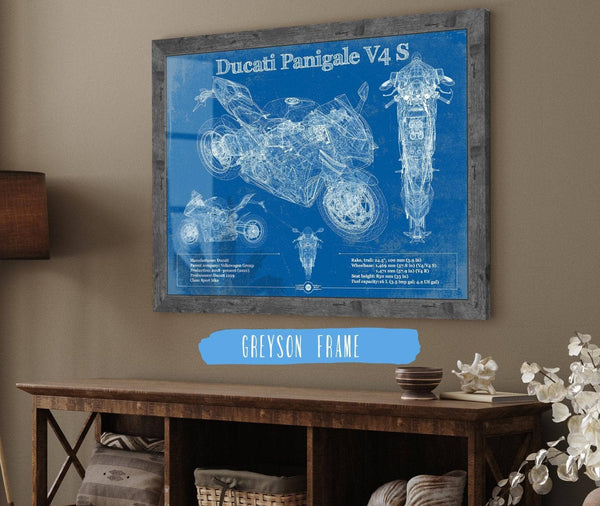 14" x 11" / Greyson Frame Cutler West Ducati Streetfighter V4 S 2020 Blueprint Motorcycle Patent Print