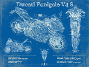 14" x 11" / Unframed Cutler West Ducati Streetfighter V4 S 2020 Blueprint Motorcycle Patent Print