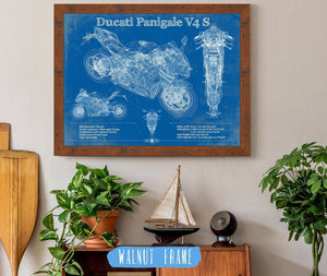 20" x 16" / Walnut Frame Cutler West Ducati Streetfighter V4 S 2020 Blueprint Motorcycle Patent Print