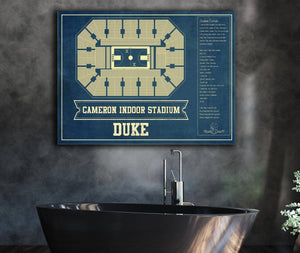 Cutler West Duke Blue Devils - Cameron Indoor Stadium Seating Chart - College Basketball Blueprint Art
