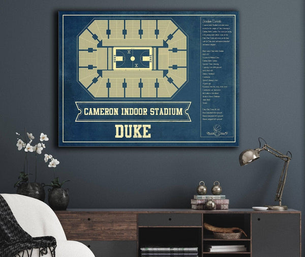 Cutler West Duke Blue Devils - Cameron Indoor Stadium Seating Chart - College Basketball Blueprint Art