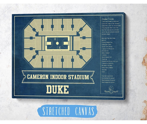 Cutler West Duke Blue Devils - Cameron Indoor Stadium Seating Chart - College Basketball Blueprint Art