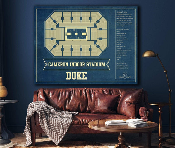 Cutler West Duke Blue Devils - Cameron Indoor Stadium Seating Chart - College Basketball Blueprint Art