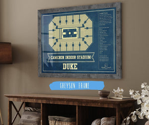 Cutler West Duke Blue Devils - Cameron Indoor Stadium Seating Chart - College Basketball Blueprint Art