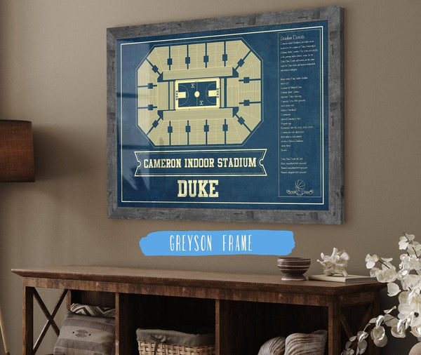 Cutler West Duke Blue Devils - Cameron Indoor Stadium Seating Chart - College Basketball Blueprint Art