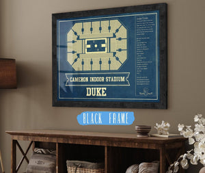 20" x 16" / Black Frame Cutler West Duke Blue Devils - Cameron Indoor Stadium Seating Chart - College Basketball Blueprint Art