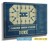 Cutler West Basketball Collection 48" x 32" / 3 Panel Canvas Wrap Duke Blue Devils - Cameron Indoor Stadium Seating Chart - College Basketball Blueprint Art 661797598-TOP_83080