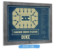 Cutler West Basketball Collection 14" x 11" / Greyson Frame Duke Blue Devils - Cameron Indoor Stadium Seating Chart - College Basketball Blueprint Art 661797598-TOP_83037