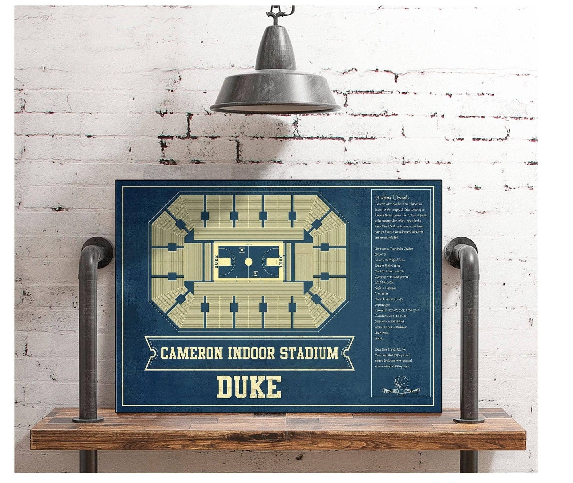 Cutler West Basketball Collection Duke Blue Devils - Cameron Indoor Stadium Seating Chart - College Basketball Blueprint Art