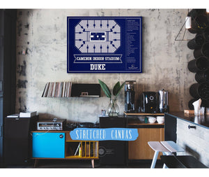 Cutler West Duke Blue Devils - Cameron Indoor Stadium Seating Chart Team Color - College Basketball Blueprint Art