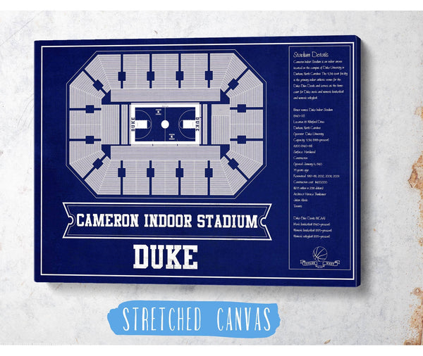 Cutler West Duke Blue Devils - Cameron Indoor Stadium Seating Chart Team Color - College Basketball Blueprint Art