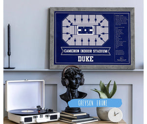 Cutler West Duke Blue Devils - Cameron Indoor Stadium Seating Chart Team Color - College Basketball Blueprint Art