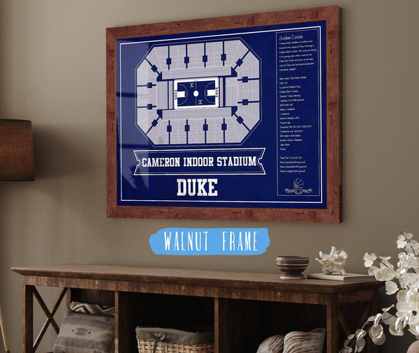 Cutler West Duke Blue Devils - Cameron Indoor Stadium Seating Chart Team Color - College Basketball Blueprint Art