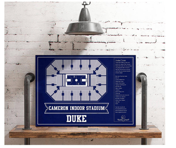 Cutler West Duke Blue Devils - Cameron Indoor Stadium Seating Chart Team Color - College Basketball Blueprint Art
